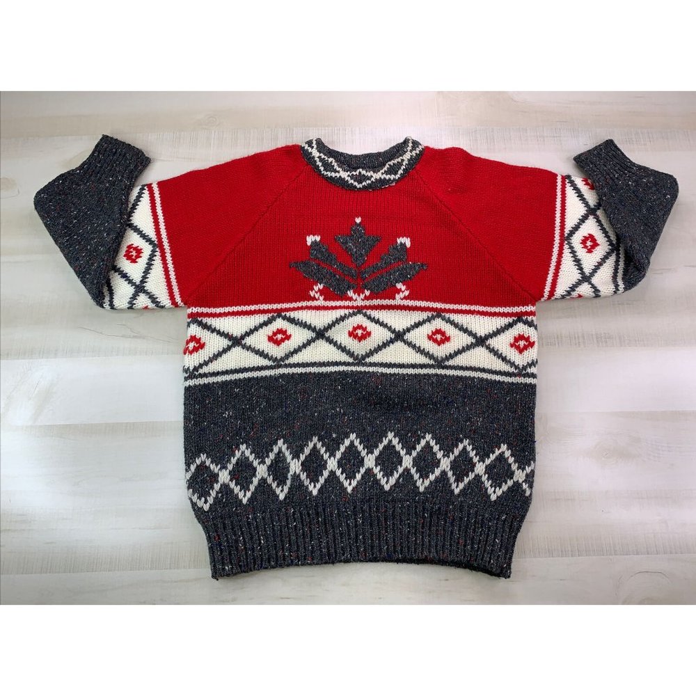 Vintage 80s FaBE Geometric Design Retro 3/4 Sleeve Sweater Unisex Small-151A
